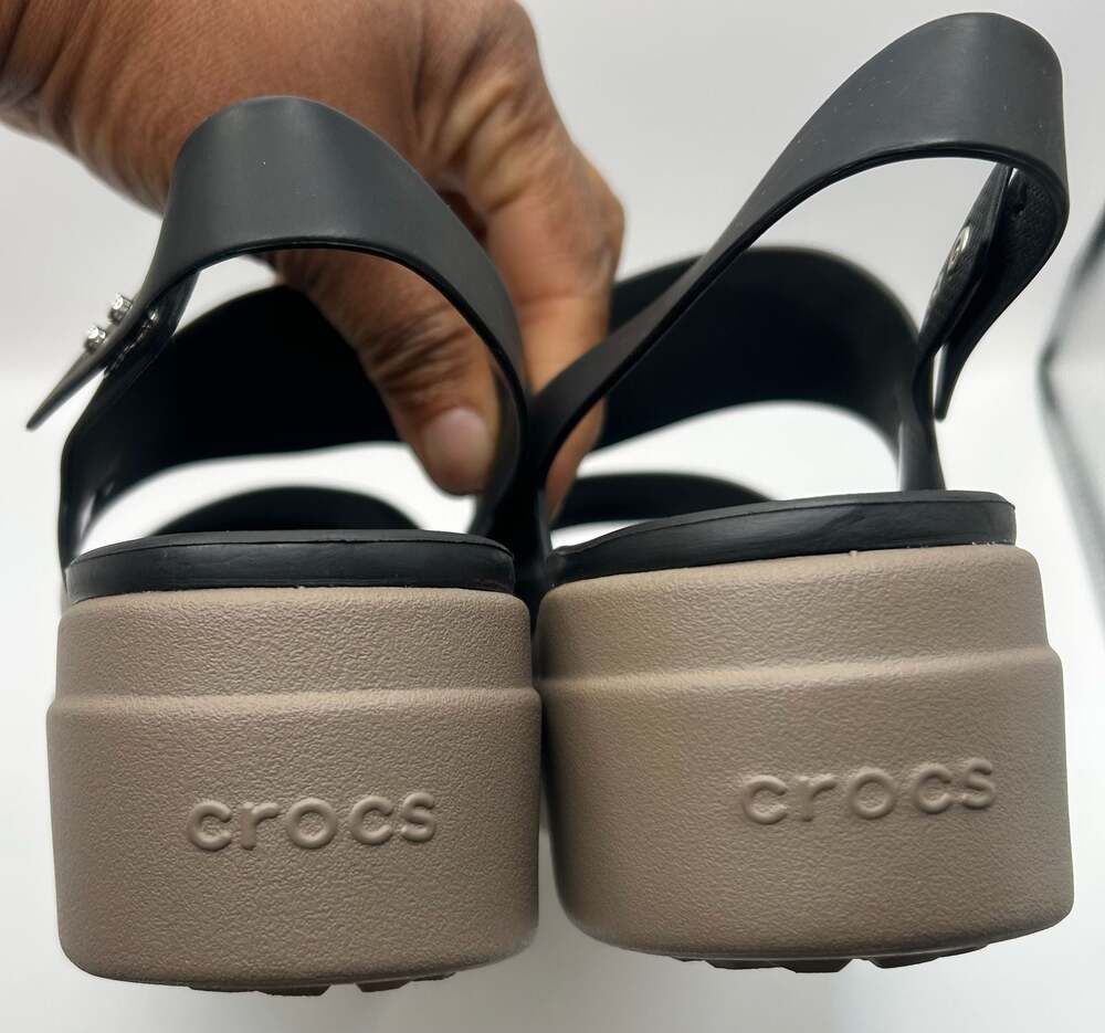 Crocs Brooklyn Low Wedge Platform Sandals Black Mushroom Women's Size 9 - Picture 6 of 6